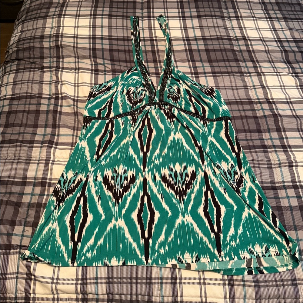 Stylish Green Patterned Women's Halter Top